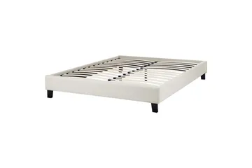 Dubbelsäng Beliani Roanne med lamellram Beige-Mörkt Trä, 140x200 cm, Bouclé Beige 140x200 VALUE_MISSING_1 - Møbler - Senger - Sengeramme & sengestamme