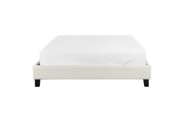 Dubbelsäng Beliani Roanne med lamellram Beige-Mörkt Trä, 140x200 cm, Bouclé Beige 140x200 VALUE_MISSING_1 - Møbler - Senger - Sengeramme & sengestamme