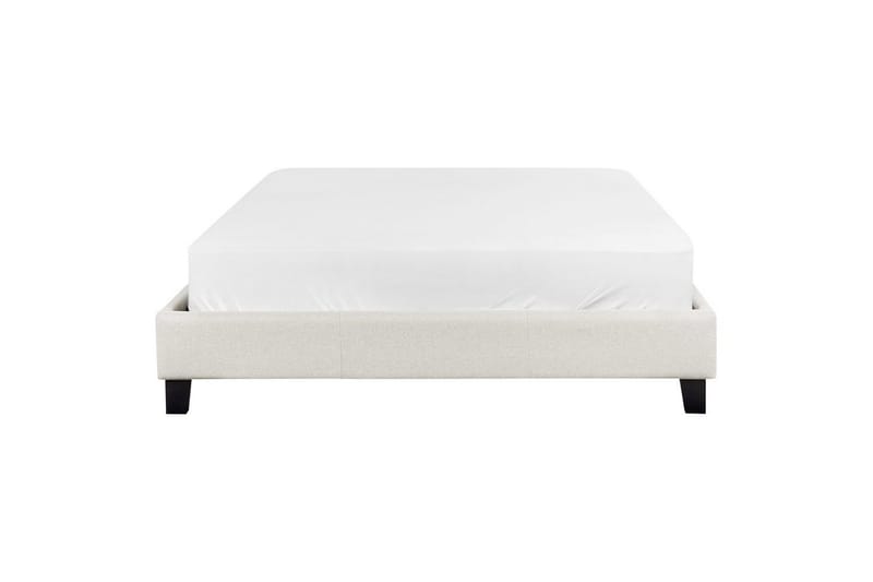 Dubbelsäng Beliani Roanne med lamellram Beige-Mörkt Trä, 140x200 cm, Bouclé Beige 140x200 VALUE_MISSING_1 - Møbler - Senger - Sengeramme & sengestamme