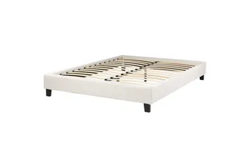 Dubbelsäng Beliani Roanne med lamellram Beige-Mörkt Trä, 140x200 cm, Bouclé Beige 140x200 VALUE_MISSING_2 - Møbler - Senger - Dobbeltsenger