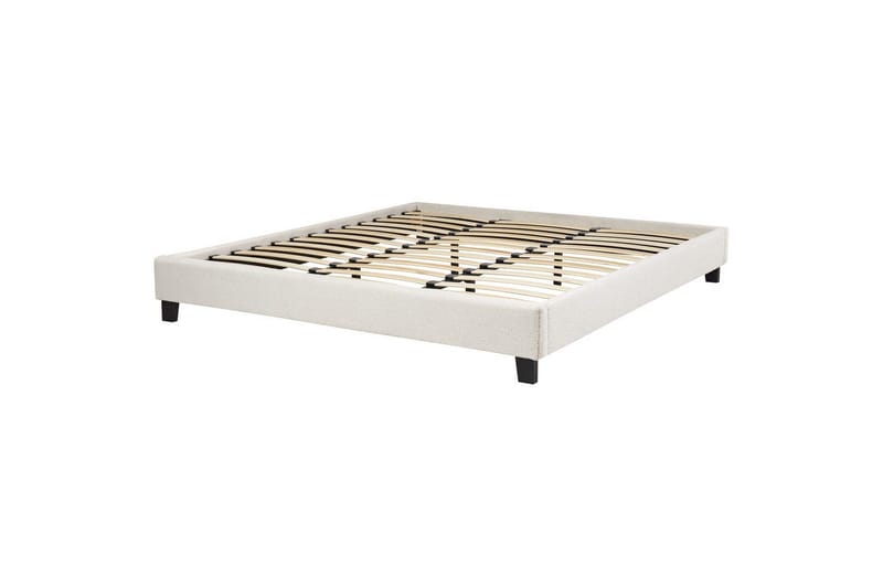 Dubbelsäng Beliani Roanne med lamellram Beige-Mörkt Trä, 140x200 cm, Bouclé Beige 180x200 VALUE_MISSING_6 - Møbler - Senger - Dobbeltsenger