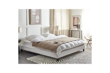 Dubbelsäng Beliani Roanne med lamellram Beige-Mörkt Trä, 140x200 cm, Bouclé Grey 180x200 VALUE_MISSING_3 - Møbler - Senger - Dobbeltsenger