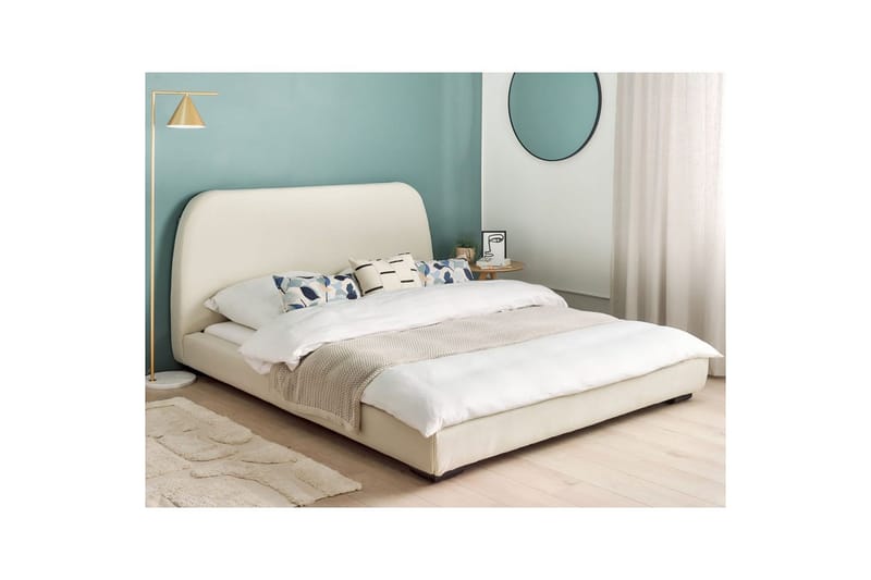 Dubbelsäng Beliani Roisel med lamellram 160x200, Bouclé Beige 160x200 VALUE_MISSING_3 - Møbler - Senger - Sengeramme & sengestamme