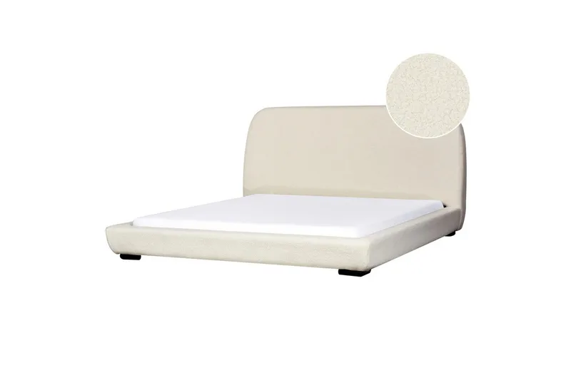 Dubbelsäng Beliani Roisel med lamellram 160x200, Bouclé Beige 180x200 VALUE_MISSING_2