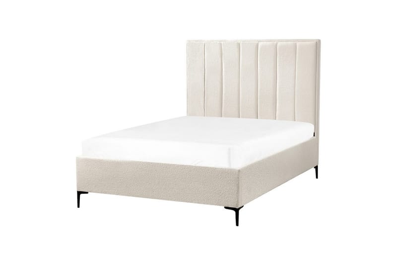 Dubbelsäng Beliani Sezanne med förvaring Beige-Grå-Svart, 140x200 cm White 140x200 - Møbler - Senger - Senger med oppbevaring