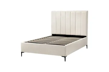 Dubbelsäng Beliani Sezanne med förvaring Beige-Grå-Svart, 140x200 cm White 140x200 - Møbler - Senger - Senger med oppbevaring