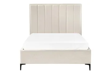 Dubbelsäng Beliani Sezanne med förvaring Beige-Grå-Svart, 140x200 cm White 140x200 - Møbler - Senger - Senger med oppbevaring