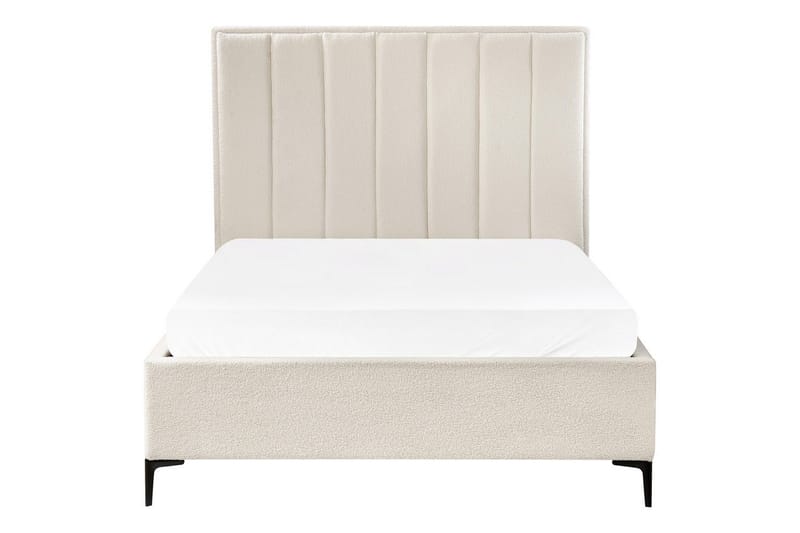 Dubbelsäng Beliani Sezanne med förvaring Beige-Grå-Svart, 140x200 cm White 140x200 - Møbler - Senger - Senger med oppbevaring