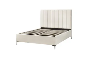 Dubbelsäng Beliani Sezanne med förvaring Beige-Grå-Svart, 140x200 cm White 160x200 - Møbler - Senger - Senger med oppbevaring