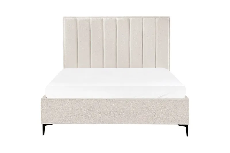 Dubbelsäng Beliani Sezanne med förvaring Beige-Grå-Svart, 140x200 cm White 160x200 - Møbler - Senger - Senger med oppbevaring