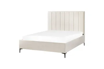 Dubbelsäng Beliani Sezanne med förvaring Beige-Grå-Svart, 140x200 cm White 160x200 - Møbler - Senger - Senger med oppbevaring