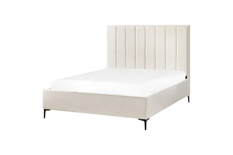 Dubbelsäng Beliani Sezanne med förvaring Beige-Grå-Svart, 140x200 cm White 160x200 - Møbler - Senger - Senger med oppbevaring