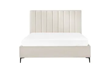 Dubbelsäng Beliani Sezanne med förvaring Beige-Grå-Svart, 140x200 cm White 180x200 - Møbler - Senger - Senger med oppbevaring