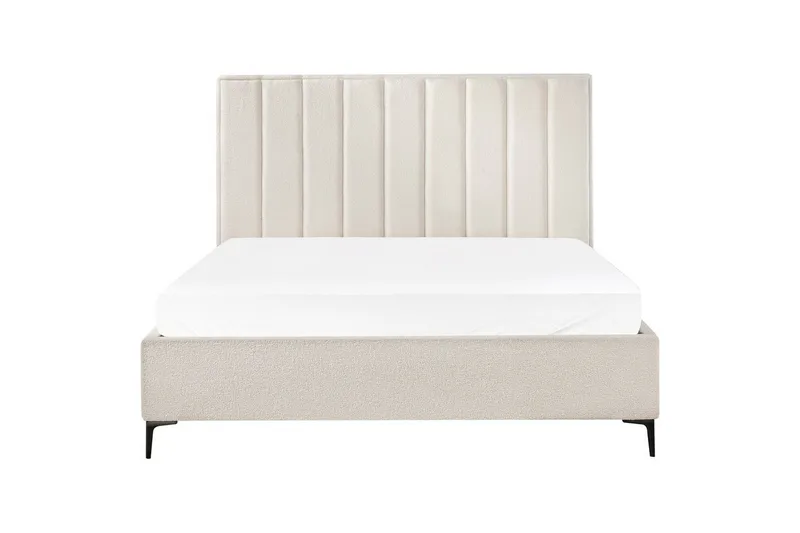 Dubbelsäng Beliani Sezanne med förvaring Beige-Grå-Svart, 140x200 cm White 180x200 - Møbler - Senger - Senger med oppbevaring