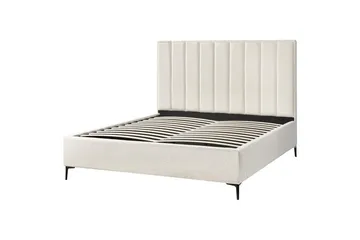 Dubbelsäng Beliani Sezanne med förvaring Beige-Grå-Svart, 140x200 cm White 180x200 - Møbler - Senger - Senger med oppbevaring
