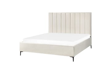 Dubbelsäng Beliani Sezanne med förvaring Beige-Grå-Svart, 140x200 cm White 180x200 - Møbler - Senger - Senger med oppbevaring