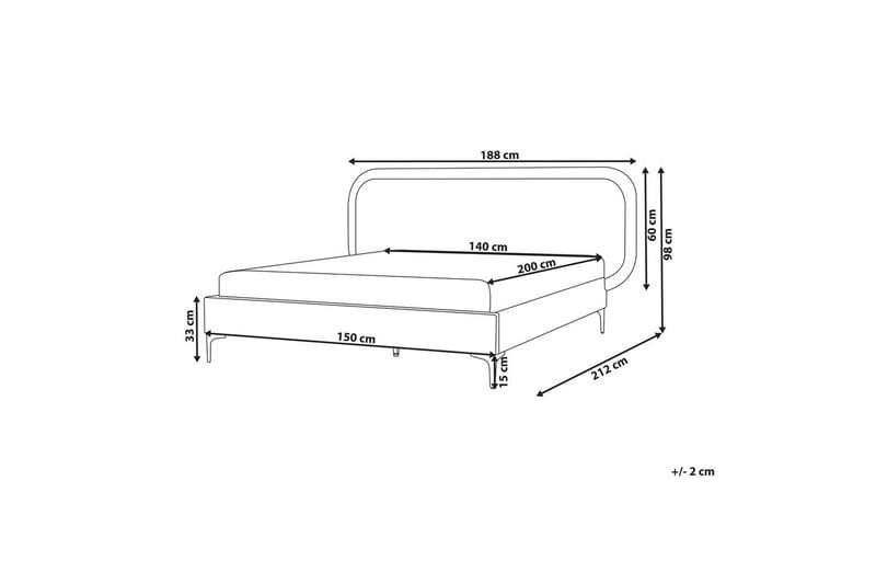 Dubbelsäng Beliani Suzette med lamellram Beige, 140x200 cm Beige 140x200 VALUE_MISSING_2 - Møbler - Senger - Sengeramme & sengestamme