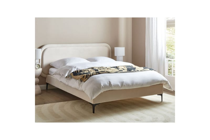 Dubbelsäng Beliani Suzette med lamellram Beige, 140x200 cm Beige 160x200 VALUE_MISSING_3 - Møbler - Senger - Dobbeltsenger