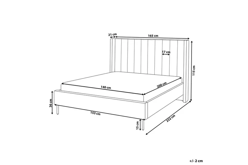 Dubbelsäng Beliani Villette med lamellram 140x200 cm 140x200 - Møbler - Senger - Sengeramme & sengestamme