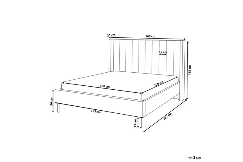 Dubbelsäng Beliani Villette med lamellram 140x200 cm 160x200 - Møbler - Senger - Sengeramme & sengestamme