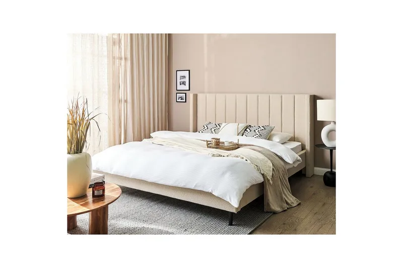 Dubbelsäng Beliani Villette med lamellram 140x200 cm 180x200 - Møbler - Senger - Sengeramme & sengestamme