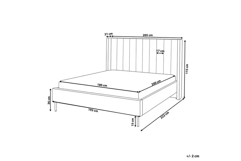 Dubbelsäng Beliani Villette med lamellram 140x200 cm 180x200 - Møbler - Senger - Sengeramme & sengestamme