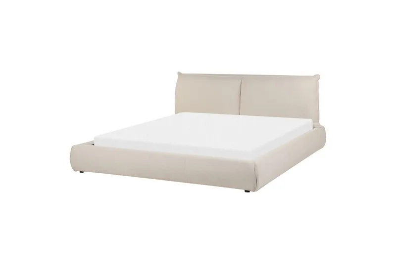 Dubbelsäng Beliani Vinay med lamellram Beige, 160x200 cm Beige 180x200