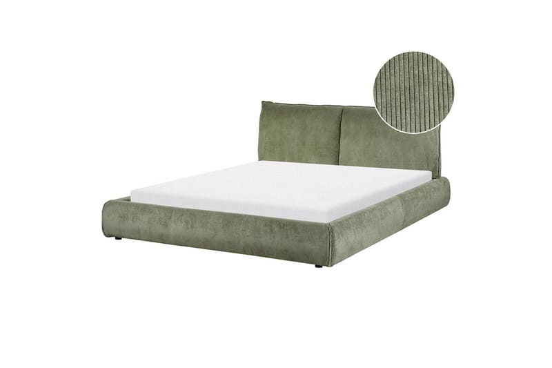 Dubbelsäng Beliani Vinay med lamellram Beige, 160x200 cm Green 160x200 - Møbler - Senger - Dobbeltsenger