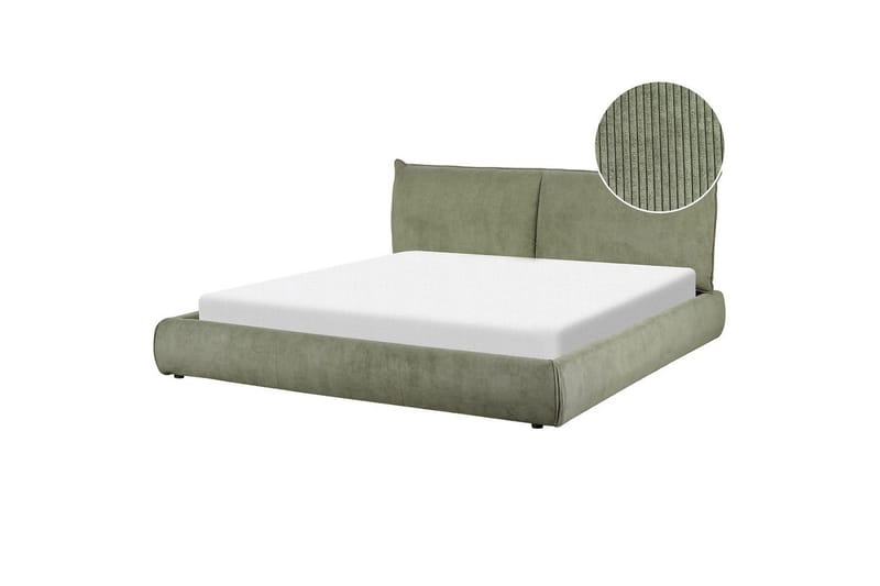 Dubbelsäng Beliani Vinay med lamellram Beige, 160x200 cm Green 180x200