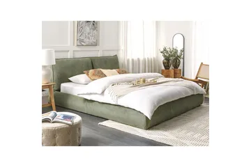 Dubbelsäng Beliani Vinay med lamellram Beige, 160x200 cm Green 180x200 - Møbler - Senger - Dobbeltsenger