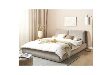 Dubbelsäng Beliani Vinay med lamellram Beige, 160x200 cm Taupe 160x200 - Møbler - Senger - Dobbeltsenger