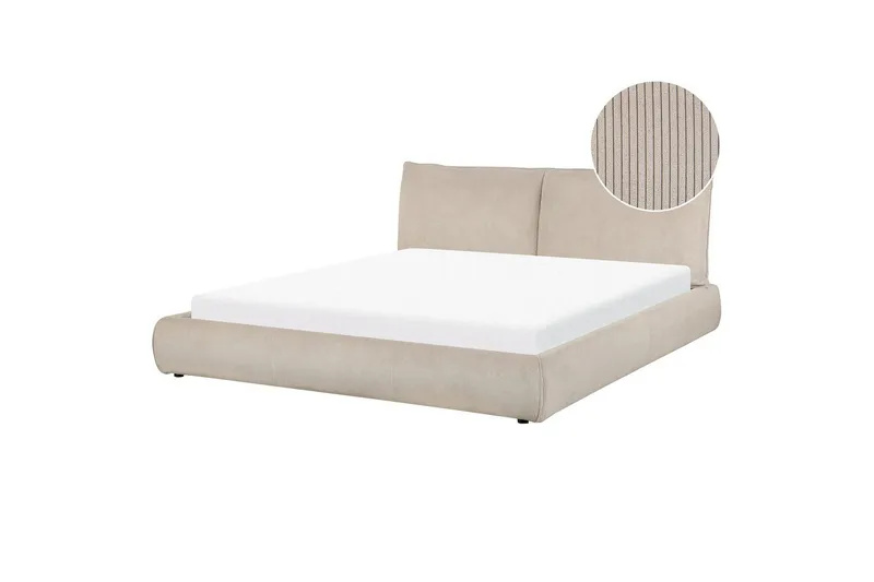 Dubbelsäng Beliani Vinay med lamellram Beige, 160x200 cm Taupe 180x200