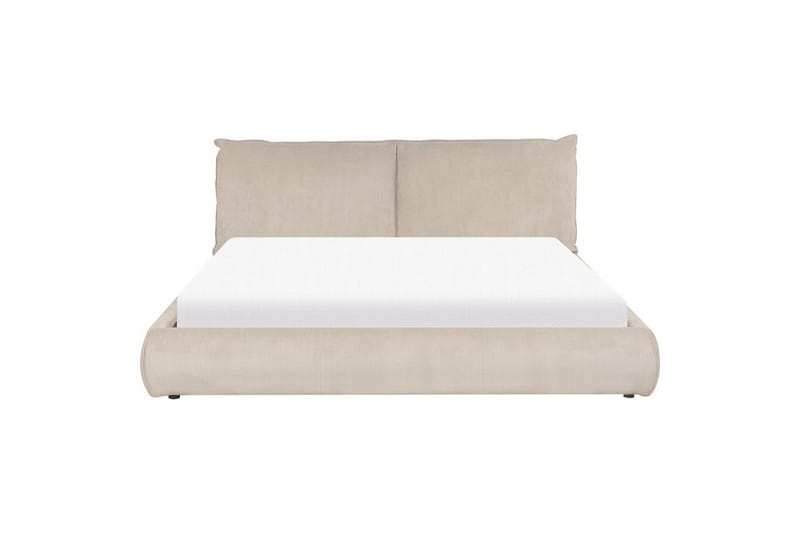Dubbelsäng Beliani Vinay med lamellram Beige, 160x200 cm Taupe 180x200 - Møbler - Senger - Dobbeltsenger