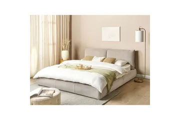 Dubbelsäng Beliani Vinay med lamellram Beige, 160x200 cm Taupe 180x200 - Møbler - Senger - Dobbeltsenger