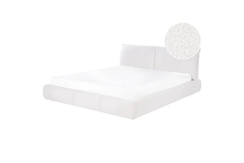 Dubbelsäng Beliani Vinay med lamellram Beige, 160x200 cm White 180x200