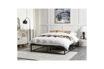 Dubbelsäng Beliani Viry med lamellram Svart, 140x200 cm Black 140x200 - Møbler - Senger - Sengeramme & sengestamme