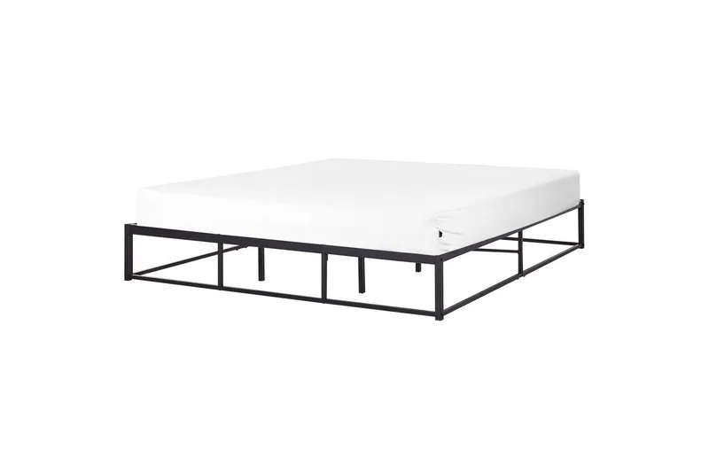 Dubbelsäng Beliani Viry med lamellram Svart, 140x200 cm Black 180x200