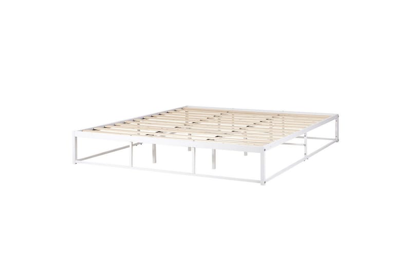 Dubbelsäng Beliani Viry med lamellram Svart, 140x200 cm White 180x200 - Møbler - Senger - Dobbeltsenger