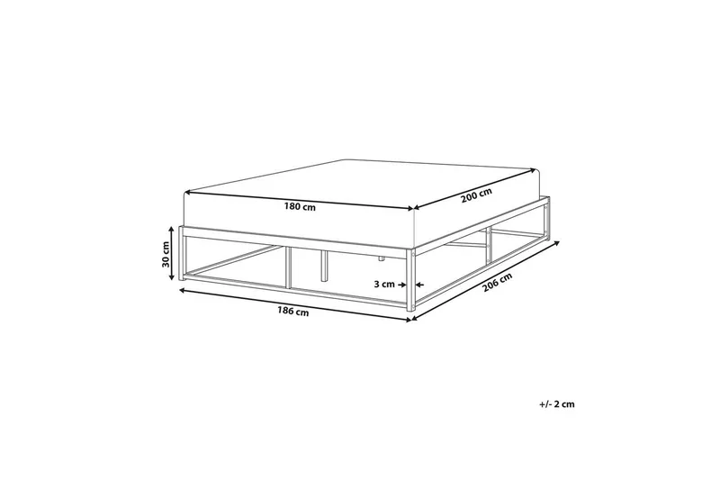 Dubbelsäng Beliani Viry med lamellram Svart, 140x200 cm White 180x200 - Møbler - Senger - Dobbeltsenger