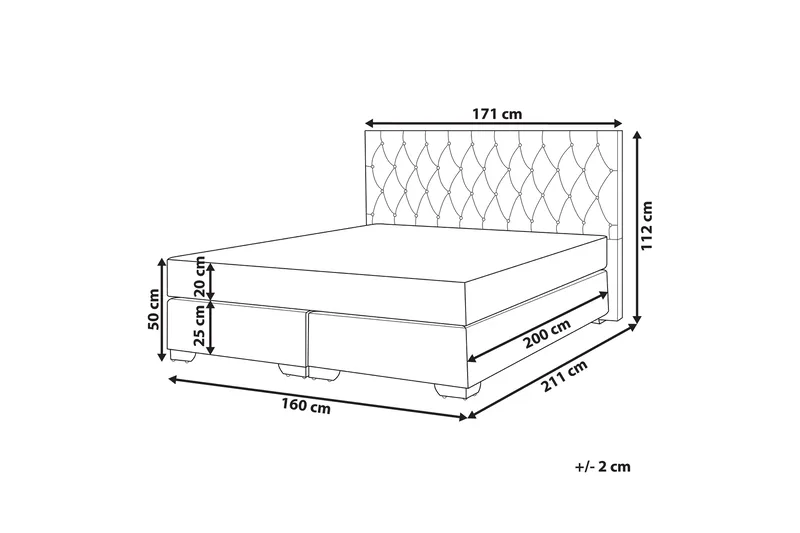 Dulcina Sengramme 160x200 cm - Grå - Møbler - Senger - Kontinentalsenger