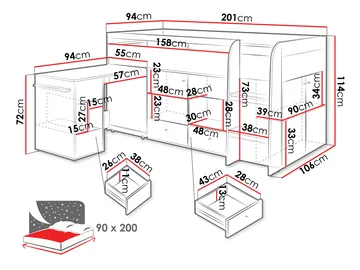 Edson Køyeseng 90x200 cm - Møbler - Senger - Sengeramme & sengestamme