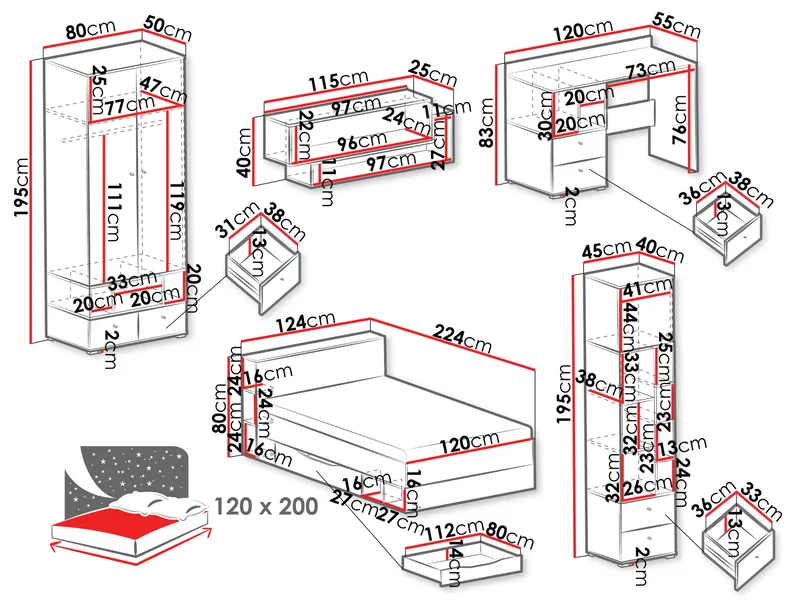 Edson Møbelsett for Soverom - Møbler - Senger - Møbelsett til soverom