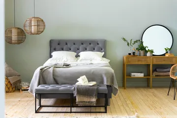 Ella Sengepakke 120x200cm Dypheftet Sengegavl - Lysegrå / Fløyel - Møbler - Senger - Kontinentalsenger