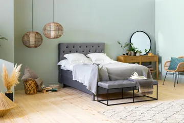 Ella Sengepakke 120x200cm Dypheftet Sengegavl - Lysegrå / Fløyel - Møbler - Senger - Kontinentalsenger