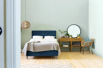 Ella Sengepakke 140x200cm Dypheftet - Mørkeblå / Fløyel - Møbler - Senger - Kontinentalsenger