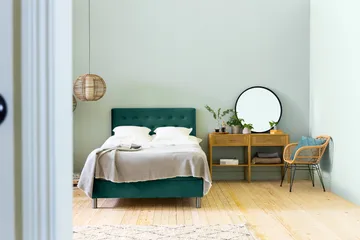 Ella Sengepakke 140x200cm Dypheftet - Mørkegrønn / Fløyel - Møbler - Senger - Kontinentalsenger