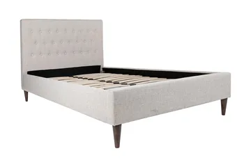 Emilia Sengepakke – Sengeramme 120x200 i Stoff med Sengegavl + Overmadrass med Fasthetsgrad - Beige - Møbler - Senger - Sengeramme & sengestamme