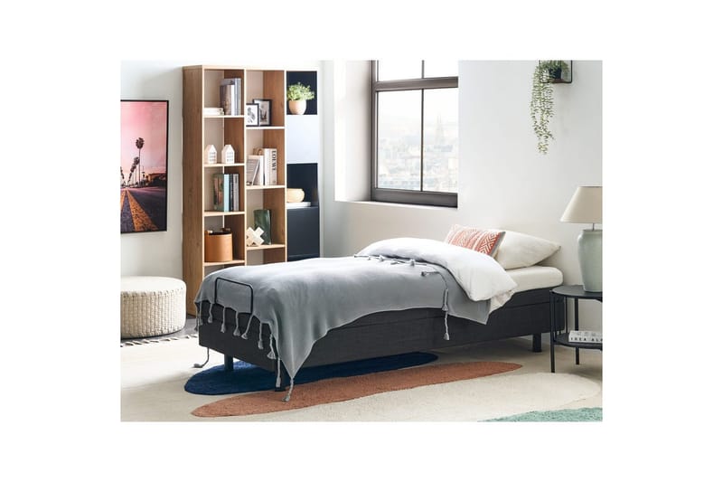 Enkelsäng Beliani Duke Beige-Svart Grey - Møbler - Senger - Regulerbare senger