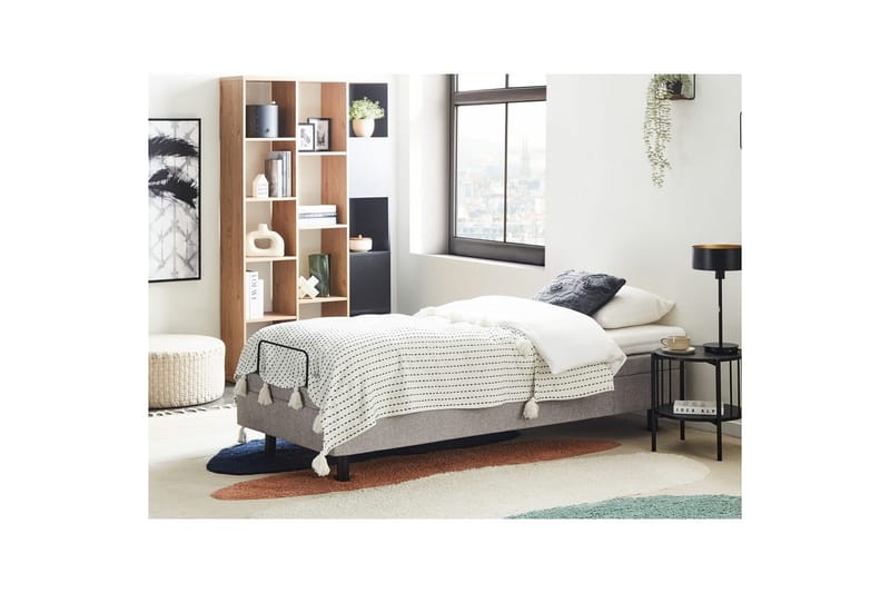Enkelsäng Beliani Duke II Beige-Svart, 80x200 cm Grey - Møbler - Senger - Regulerbare senger