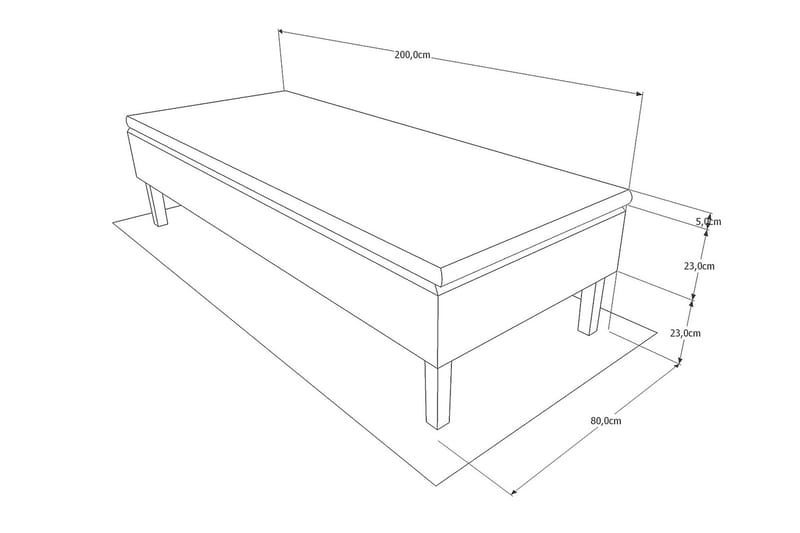 Viken Bas Rammeseng 80X200Cm - Grå, Konisk Eikeben - Møbler - Senger - Enkeltsenger